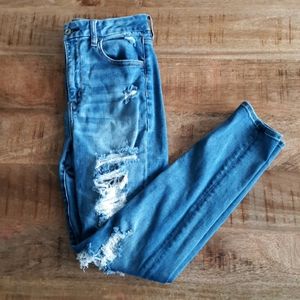 High rise distressed skinny jeans